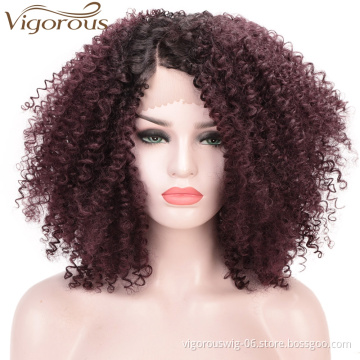 Vigorous Hair Kinky Curly Lace Front Wig Wholesale Natural Synthetic Lace Wig for Black Women African American Curly Women Wigs